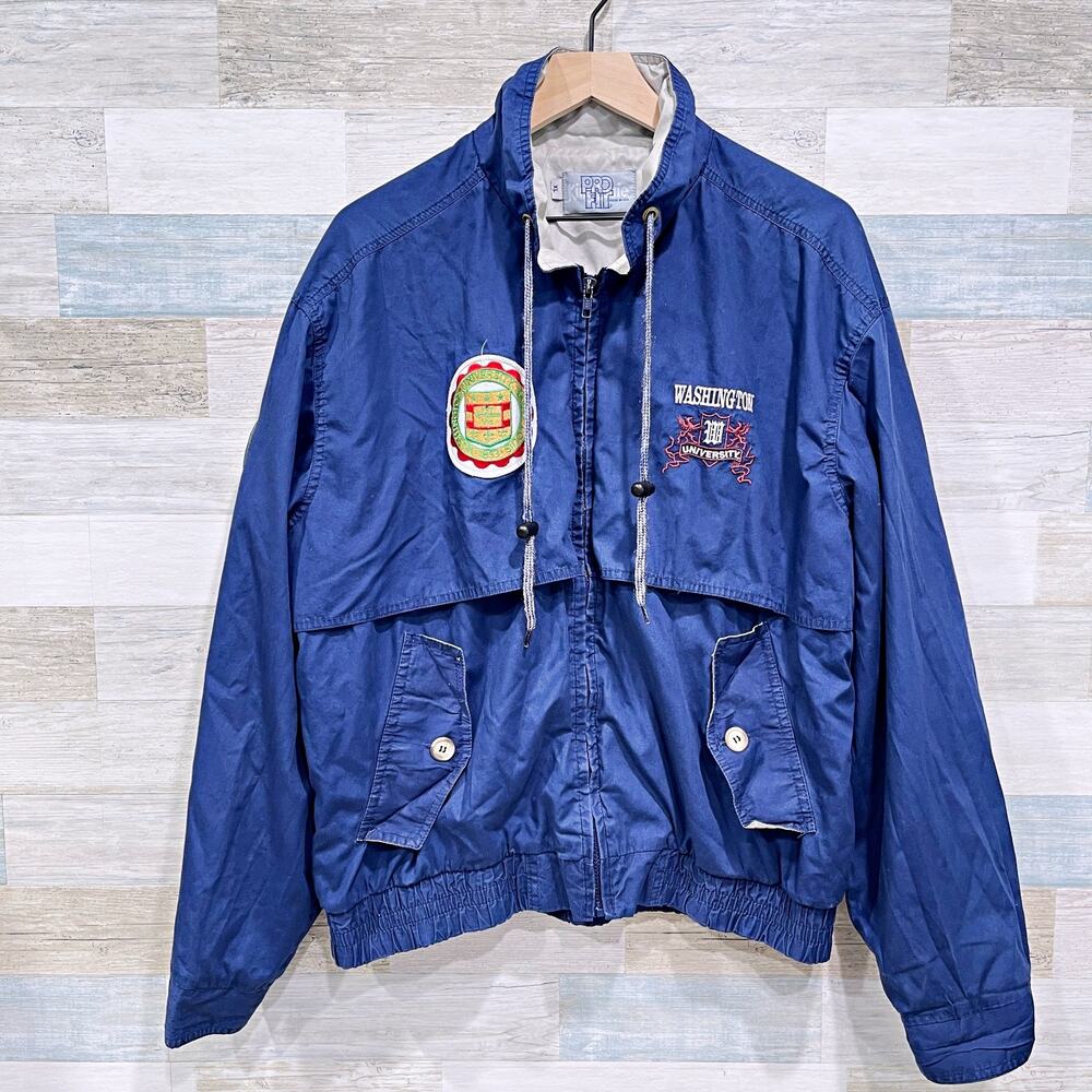 Washington University Bears Vintage Windbreaker Jacket Blue USA Made Mens XL